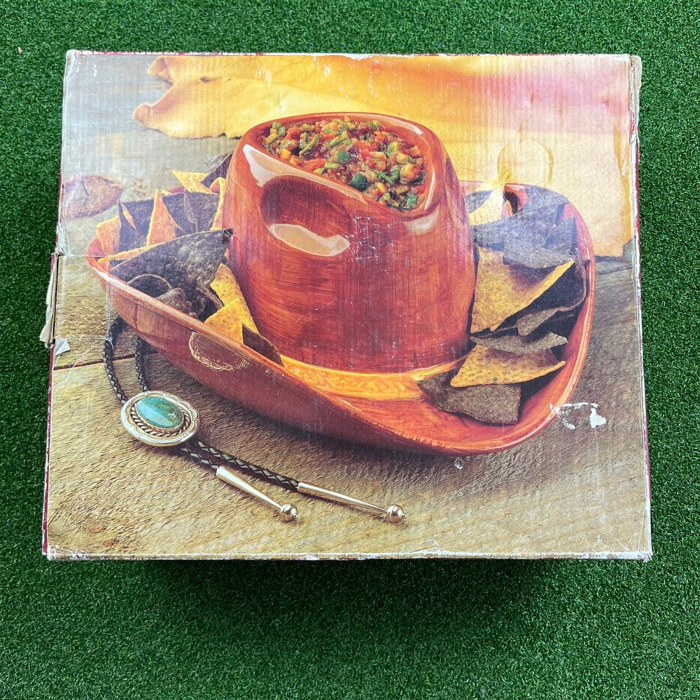 Vintage Boston Warehouse Cowboy Hat Western Chip & Dip 12 ½" Dish